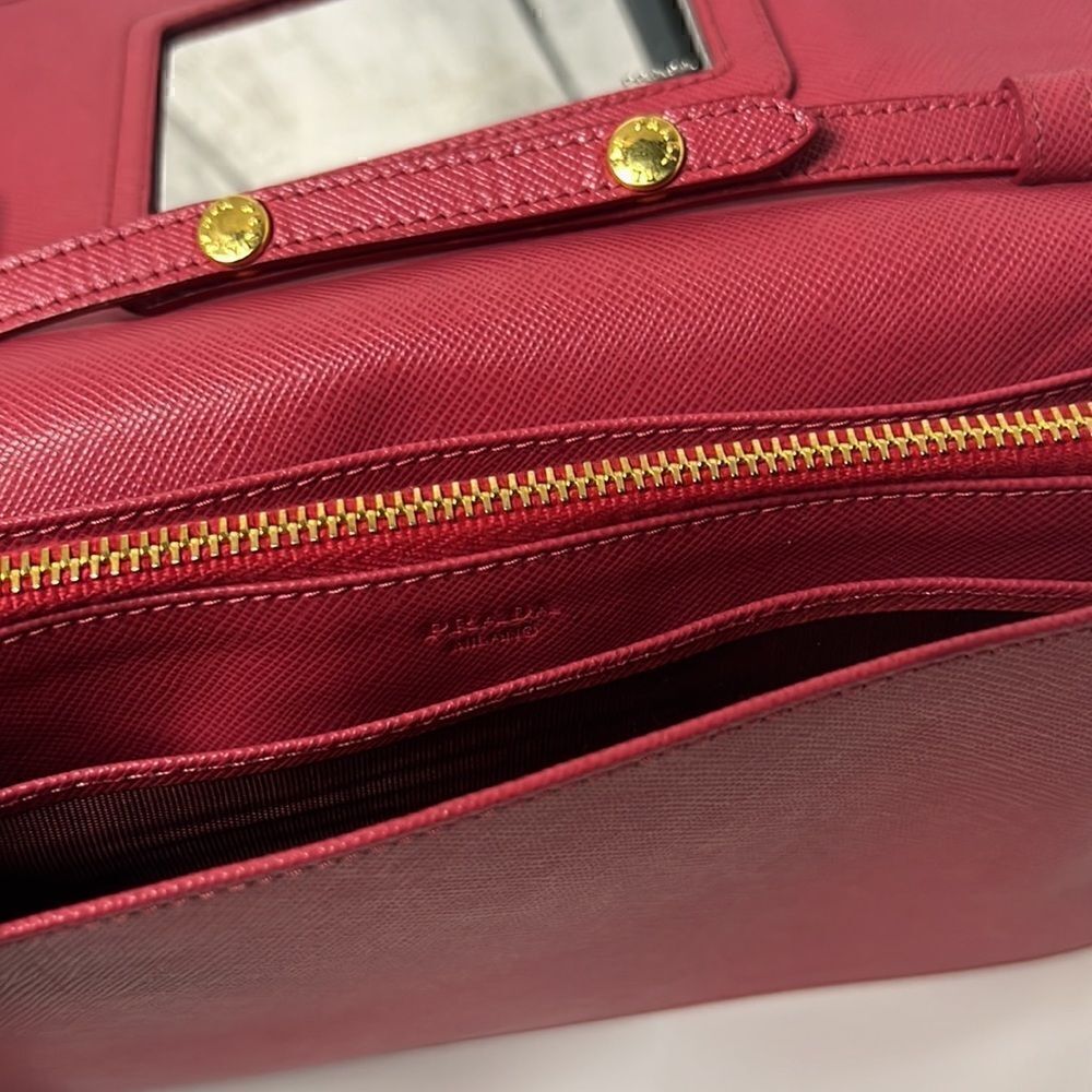 PRADA Saffiano clutch crossbody pink bag - Picture 6 of 16